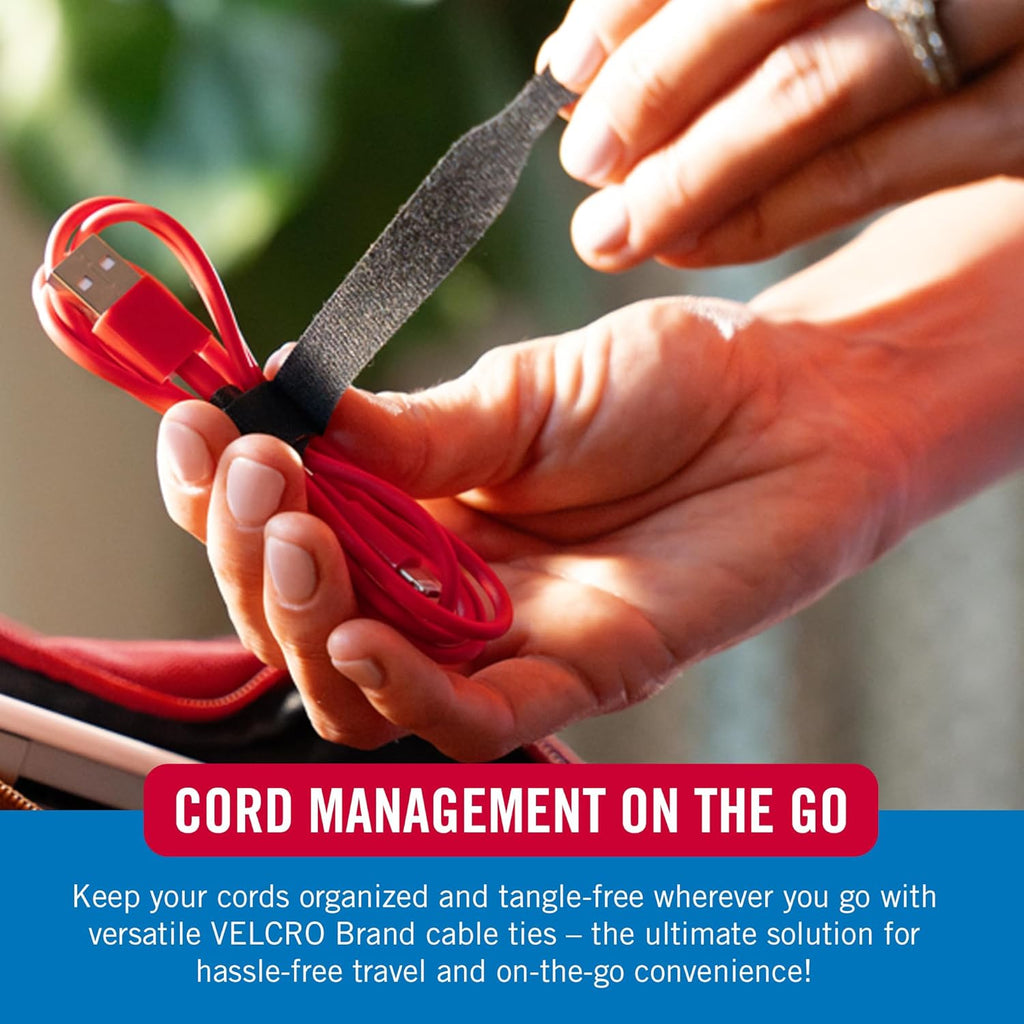 Velcro Brand Reusable Cable Ties – Mens Stocking Stuffers 2025, 100 Pack 6 Inch Cable Management Ties, Cord Wraps for Electrical Cords, Black