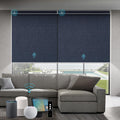 SmartWings Motorized Roller Blinds Work with Matter Homekit Z-Wave Thread Alexa Google, 100% Blackout Smart Window Shades for Bedroom, Cordless Remote Control Customized 16"-110" W, Eclipse Denim