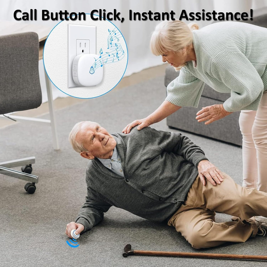 METAK Caregiver Pager Wireless Call Button for Elderly/Senior at Home, 3 Receiver + 3 Button, 1500FT 58 Ringtones Medical Life Alert System for Patients, Disabled, Nurses, Emergency Assistance, White