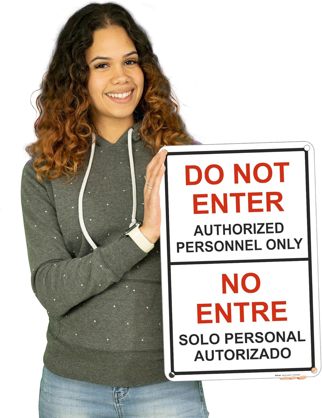 Brimar - 12" x 18" - Bilingual Do Not Enter Authorized Personnel Only Sign - .055″ Polyethylene Plastic - Clear Messaging - Easy Installation