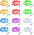 Minetom 12 Pack Fairy Lights Battery Operated String Lights, 8 Modes & Timer, 7ft 20LED 6 Colors Waterproof Silver Wire Twinkle Lights, Firefly Starry Moon Lights for Mason Jars DIY Christmas Wedding