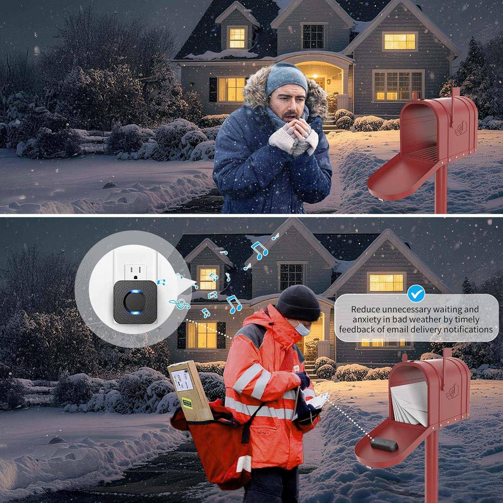 Mailbox Alarm Mail Chime Notification System-Mail Alarm 600 ft Long Range Wireless Mailbox Alert With LED Light Flashing and Sound Reminders
