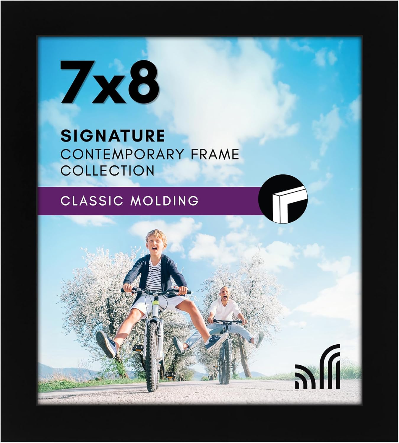 Americanflat 7x8 Picture Frame with Shatter-Resistant Glass - Signature Collection - Gallery-Style Frames Made of Engineered Wood - Photo Frame for Tabletop and Wall Display - Black