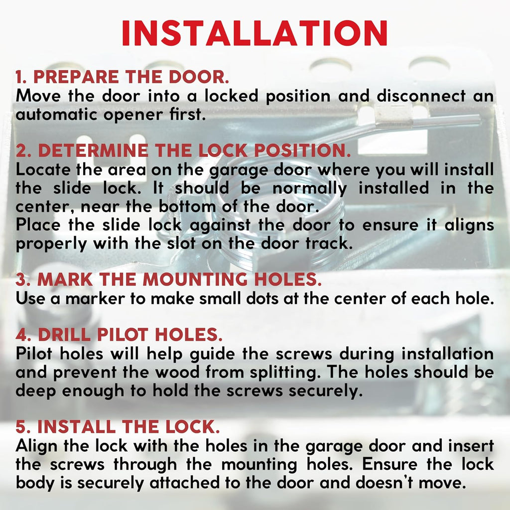 Garage Door Lock Kit, L-Handle Lock with Inside Slide Lock Latch Mechanism, Home Improvement Door Lock