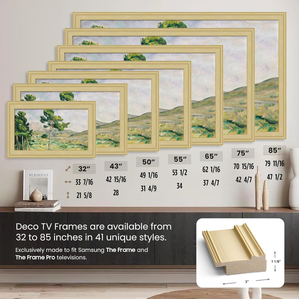 Antique White 55" Premiere Deco TV Frame - Compatible ONLY with Samsung The Frame TVs (Fits 2021-2025, LS03A, LS03B, LS03C, LS03D, LS03FA)