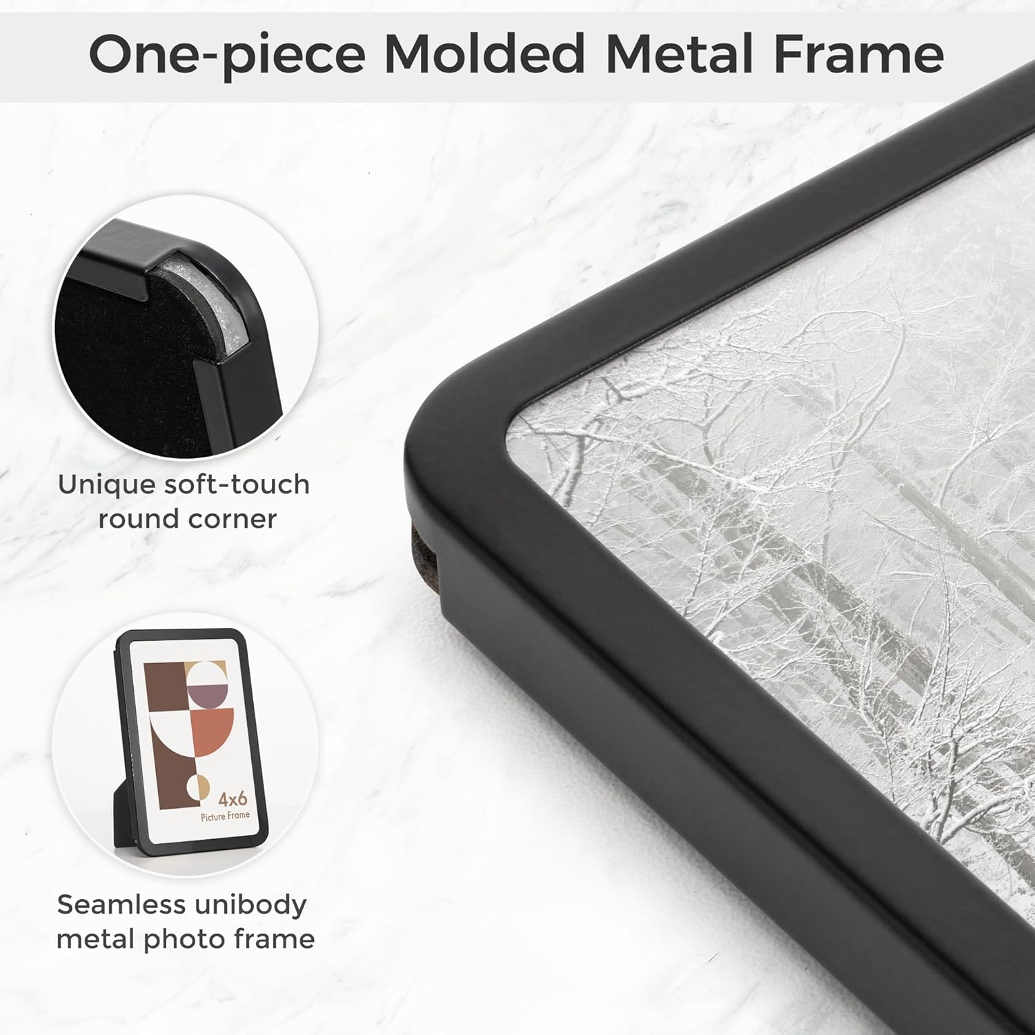 Axeman 11x14 Picture Frame-Metal Rounded Corner Frame 11x14, 11''x14''Photo Frame with Tempered Glass,Tabletop and Wall Display, One-Piece 11 By 14 Metal Picture Frame for images, Black