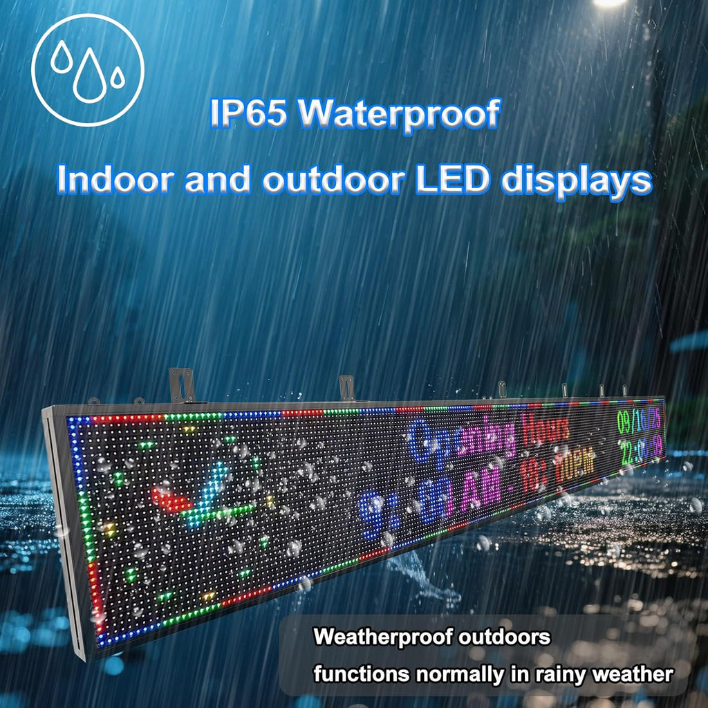 P10 Scrolling LED Sign Programmable Display Digital Bright Open Led Sign Waterproof Outdoor LED Signs Digital Message Board Business Advertising Display Wifi Control Custom 115"X14"