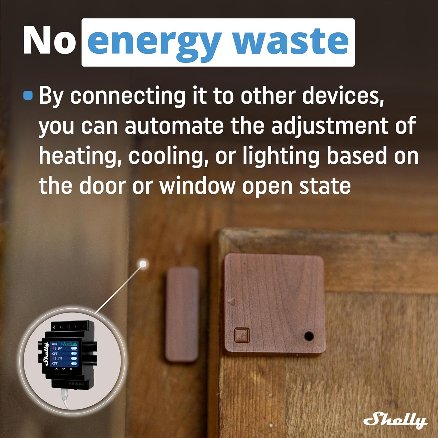 Shelly Blu Door/Window Brown | Bluetooth Operated Sensor | Home Automation | iOS Android App | Alexa & Google Home Compatibility | Lux and Tilt Angle Measurement | Set Custom Activation Scenes