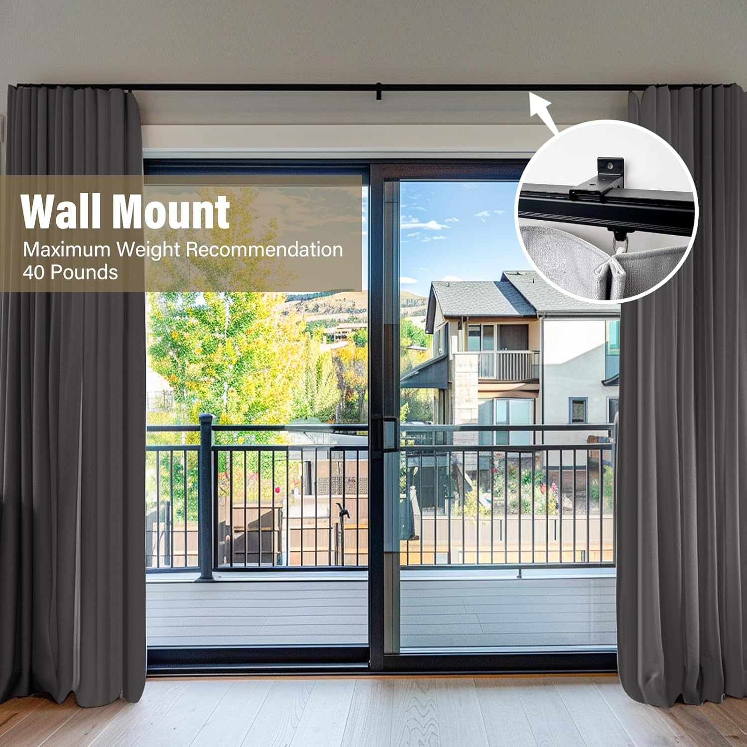 Ceiling Curtain Tracks,Curtain Track Wall Mount,Track Curtains Rod Ceilings Mount Heavy Duty Ceiling Tracks for Curtains Room Divider Rod with Hooks,Black 3-15ft