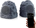 Gemini Sound Rechargeable Bluetooth Wireless Rock Speakers (Pair), IPX5 Weatherproof, TWS Stereo Linking, 10-Hr Battery, 4” Driver for Patio & Garden Outdoor Audio (GHRK-400-PR)