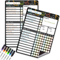 CLEVER CLEAN Magnetic Dry Erase Chore Chart - 8.5"x12" Behavior Responsibility Chore Board for Kids, Teenagers, Adults - 6 Extra Fine Point Markers Included - Shipped Flat