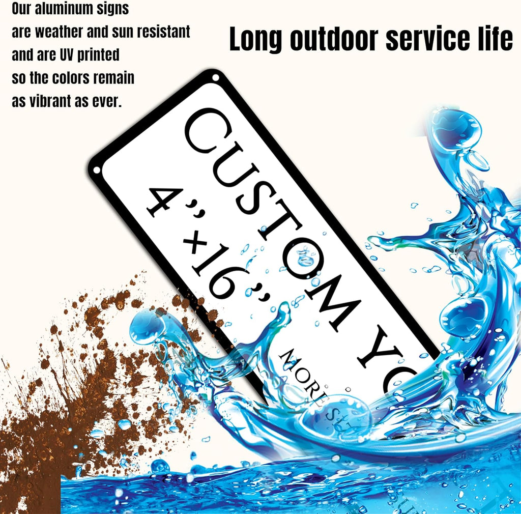 Custom Sign,street signs customized，Double-sided reflective,Aluminum Weatherproof Metal Sign Multiple Sizes, Customize for shops, Business, Workplace, office, Home, Delivery Signs(4 * 16 Inch)