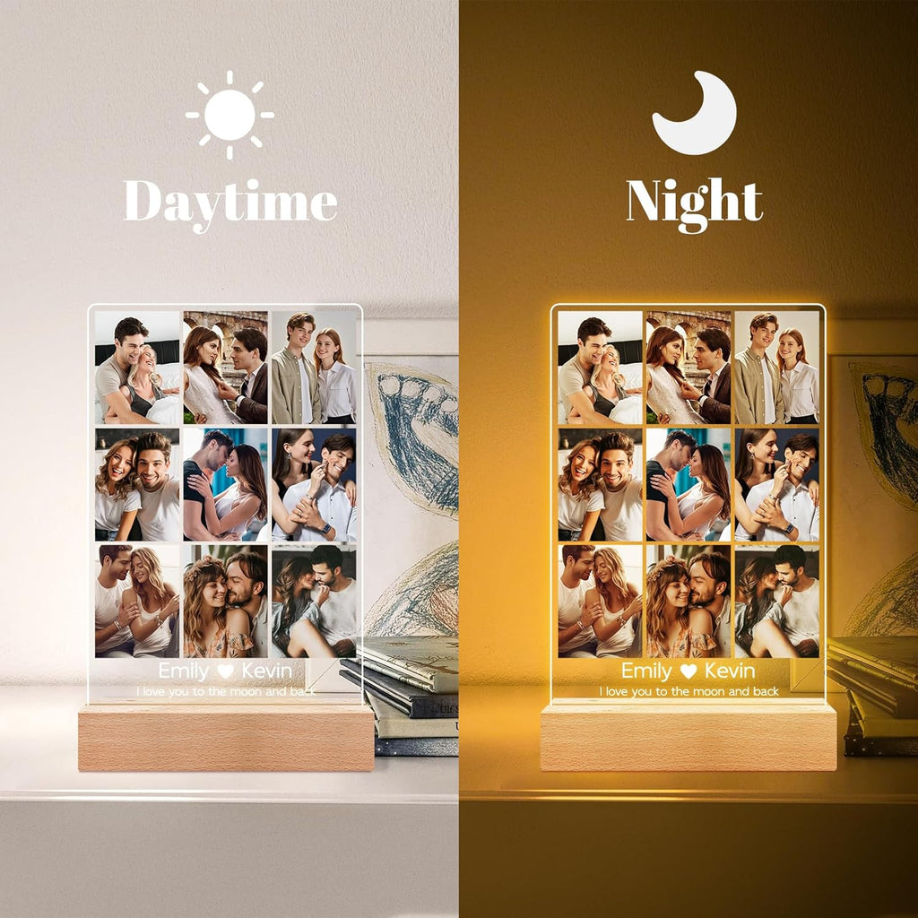 Personalized Picture Frame with Photos, Custom Picture Frames, Personalized Photo Frame, Customized Anniversary Birthday Valentines Day Gifts for Women Men Her Him Girlfriend Boyfriend Couples
