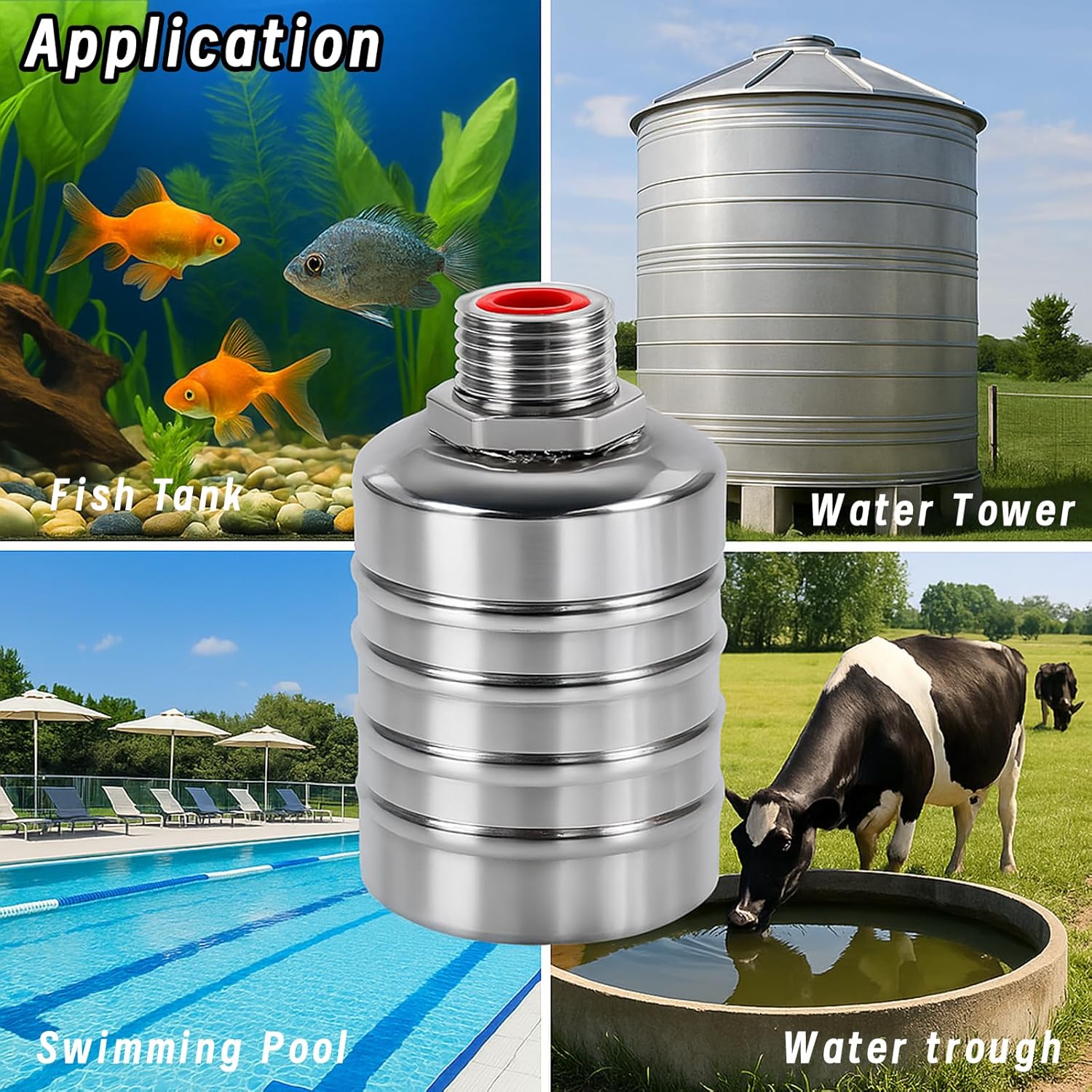1/2 Inch Water Float Valve 304 Stainless Steel Automatic Water Level Control Valve No Need Electricity Water Level Controller Auto Fill Shut Off Mini Float Valve for Water Tank,Pool,Pond,Tower