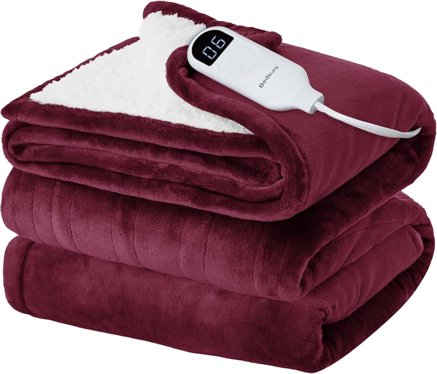 Bedsure Electric Blanket Twin - Soft Flannel Heated Blanket, Fast Heating with 10 Time Settings & 6 Heat Settings, for Grandma, Women, Men (62x84 inches, Red)