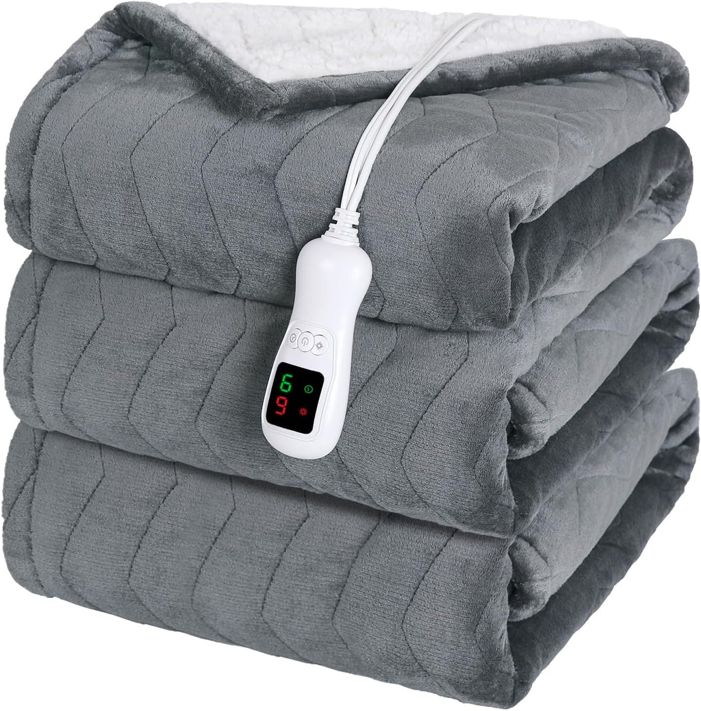 Electric Heated Blanket Full Size, Washable Blanket Warmer for Home for Adults, Fast Heating, Super Cozy Soft Flannel 72" x 84", 9 Heat Levels, 1-9H Auto-Off, ETL Certified, Dark Gray