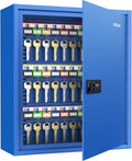 Uniclife 60 Keys Key Lock Box with Code, Wall Mount Key Box, Key Cabinet with Key Racks and Tags, Lock Box for Keys, Key Lockbox, Key Storage Box for Home Office & Company, Blue