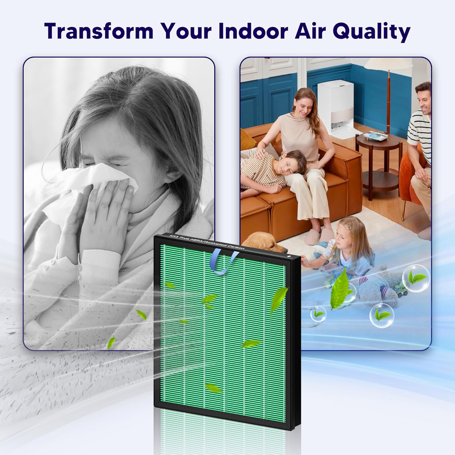 Improvedhand Vital 100S HEPA Replacement Filter Toxin Absorber Compatible With LEVOIT Vital 100S/100S-P Air Purifier, High-Efficiency 3-IN-1 True HEPA and Activated Carbon Filters, Pack of 2, Green