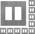 LIDER Matte Finish Double Decorator Switch Cover, Screwless Wall Plate, Mid-Size 2-Gang 4.88" x 4.92", Unbreakable Polycarbonate Thermoplastic, UL Listed, LSWP-32M-BGY10P, Brushed Gray, 10 pack