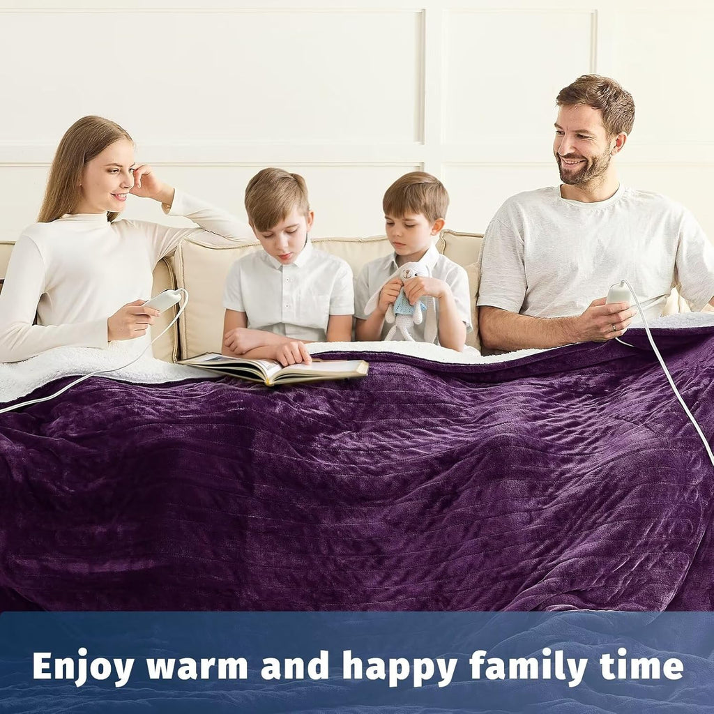 Heated Electric Blanket King Size - 90" x 100" Heating Blanket with Dual Control, 10 Heating Levels & 8 Hours Auto Off, Soft Warm Flannel Blanket, Christmas Birthday Gifts for Senior Grandma