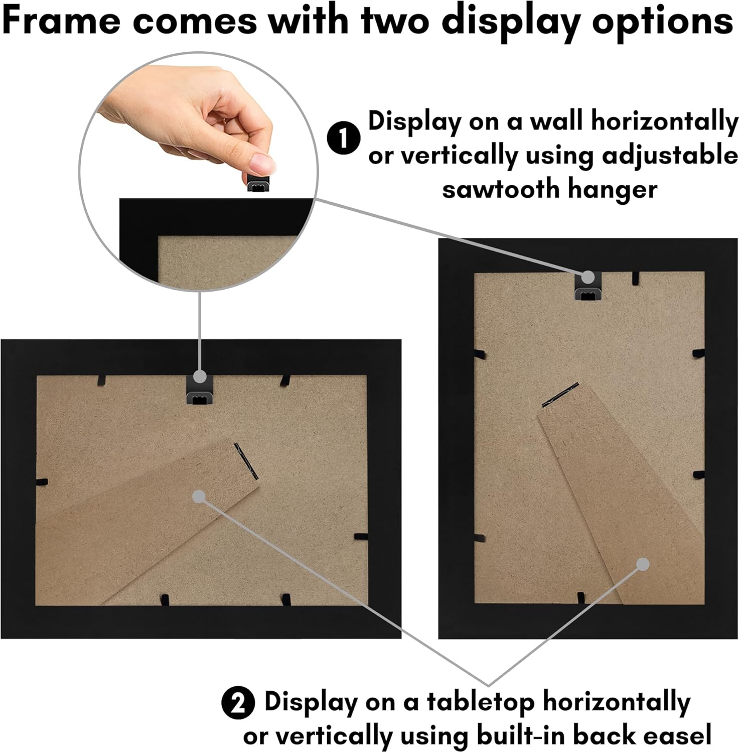 Americanflat 4x6 Picture Frame with Shatter-Resistant Glass - Signature Collection - Gallery-Style Frames Made of Engineered Wood - Photo Frame for Tabletop and Wall Display - Black