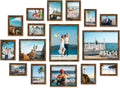 decorUhome Assorted Picture Frames Collage Wall Decor for Photo Gallery Display Set of 16 Including Two 11x14 / Two 8x10 / Six 5x7 / Six 4x6 for Family Wall Decor, Distressed Brown, 16 Pack