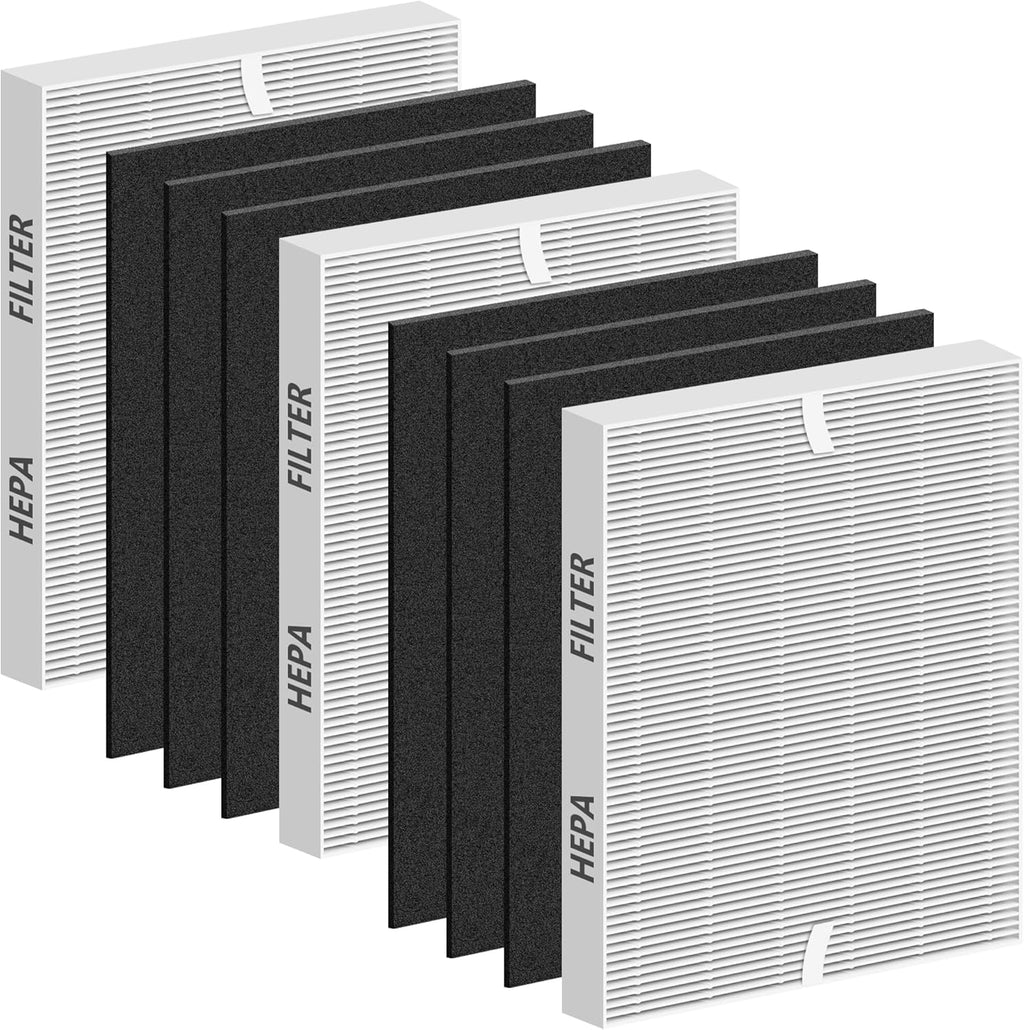 Improvedhand AP-1512HH Replacement Filters for Coway Airmega 200m series AP-1512HH AP-1518R AP-1519P, 3 Pack H13 True High Efficiency Filter & 6 Pack Activated Carbon Pre-Filter