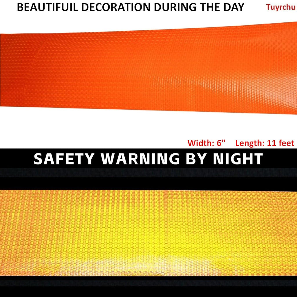 Orange Reflective Tape Outdoor Waterproof 6 inch, High Visibility Industrial Marking Tape, Safety Adhesive Stickers (11 feet)