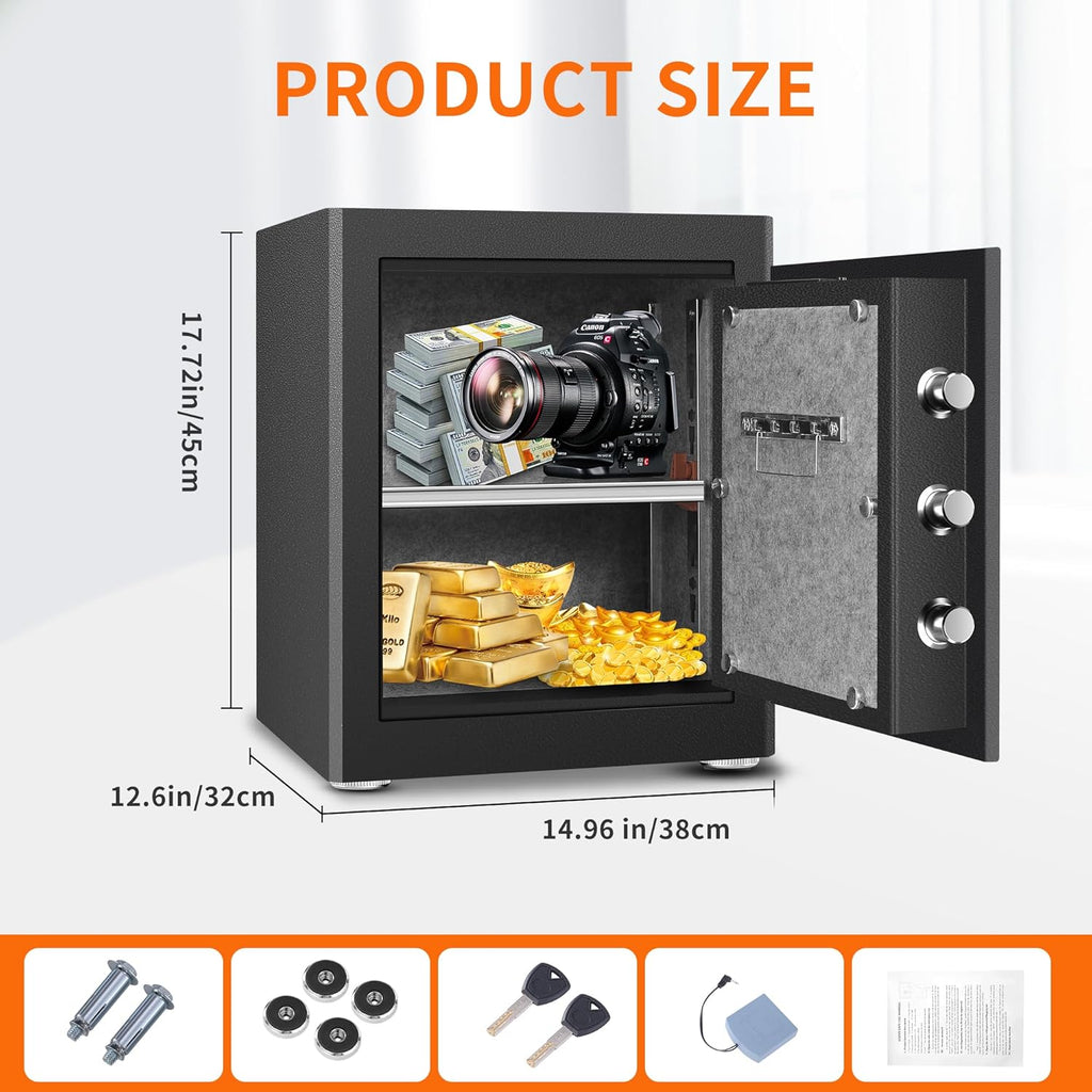 HSGCJS Biometric Fingerprint Safe, Home Safes Box with full Digital Keypad,Security Safe For Home,Office and Hotel-1.93 Cubic Feet