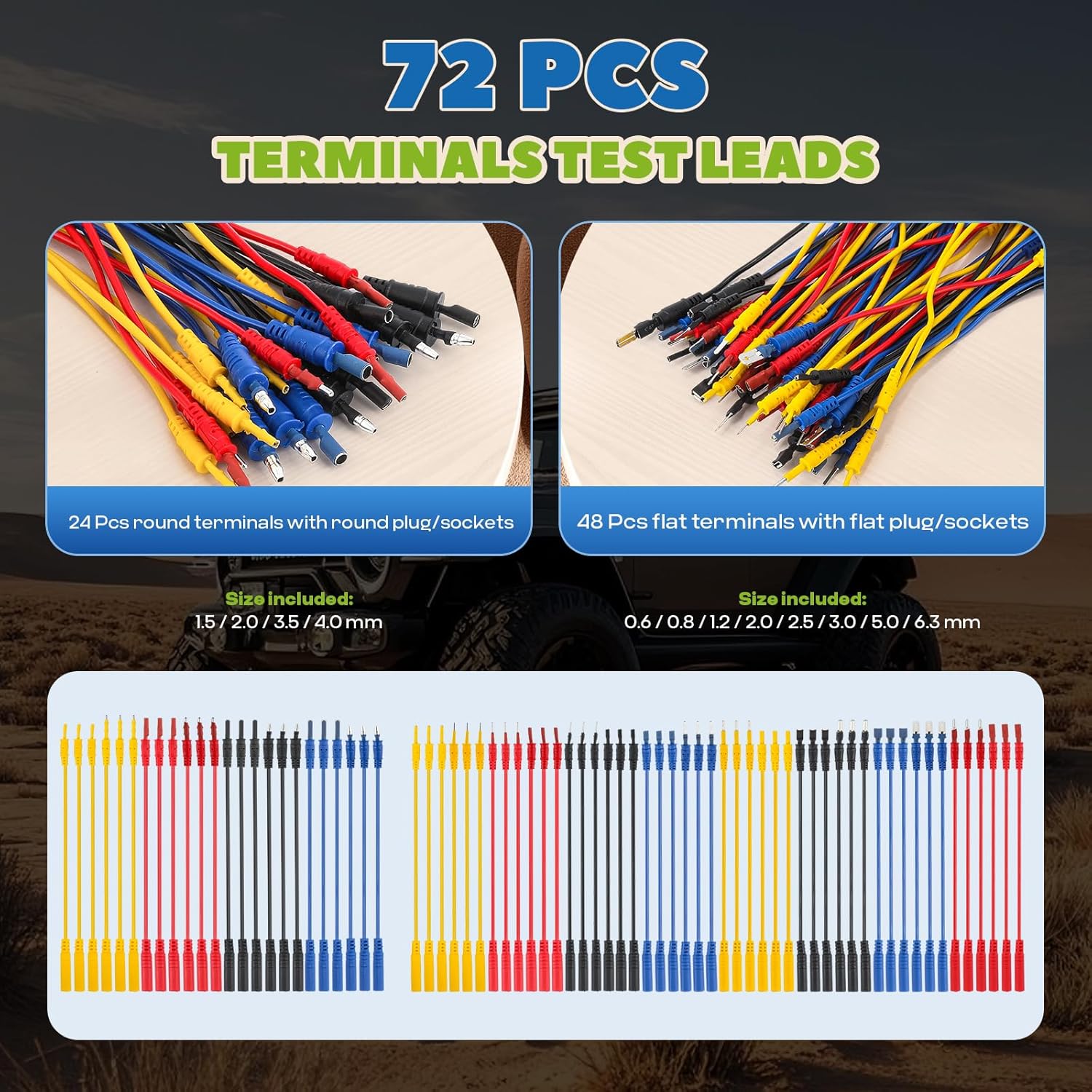 110-PCS Automotive Multimeter Test Leads Kit with Alligator Clips, Banana Plugs & Probes – Professional Circuit Diagnostic Tool for Cars, Trucks, RV (110-PCS)