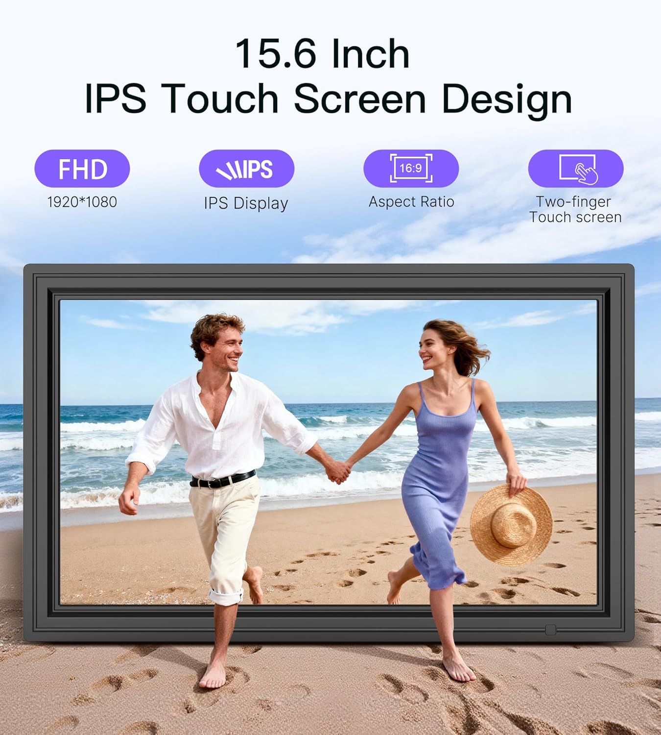 64GB Uhale 15.6" Digital Picture Frame, Large WiFi Electronic Photo Frames 1920 x 1080 IPS FHD Touch Screen, Share Photos and Videos Anywhere, Support SD/USB, Best Gifts for Parents and Grandparents
