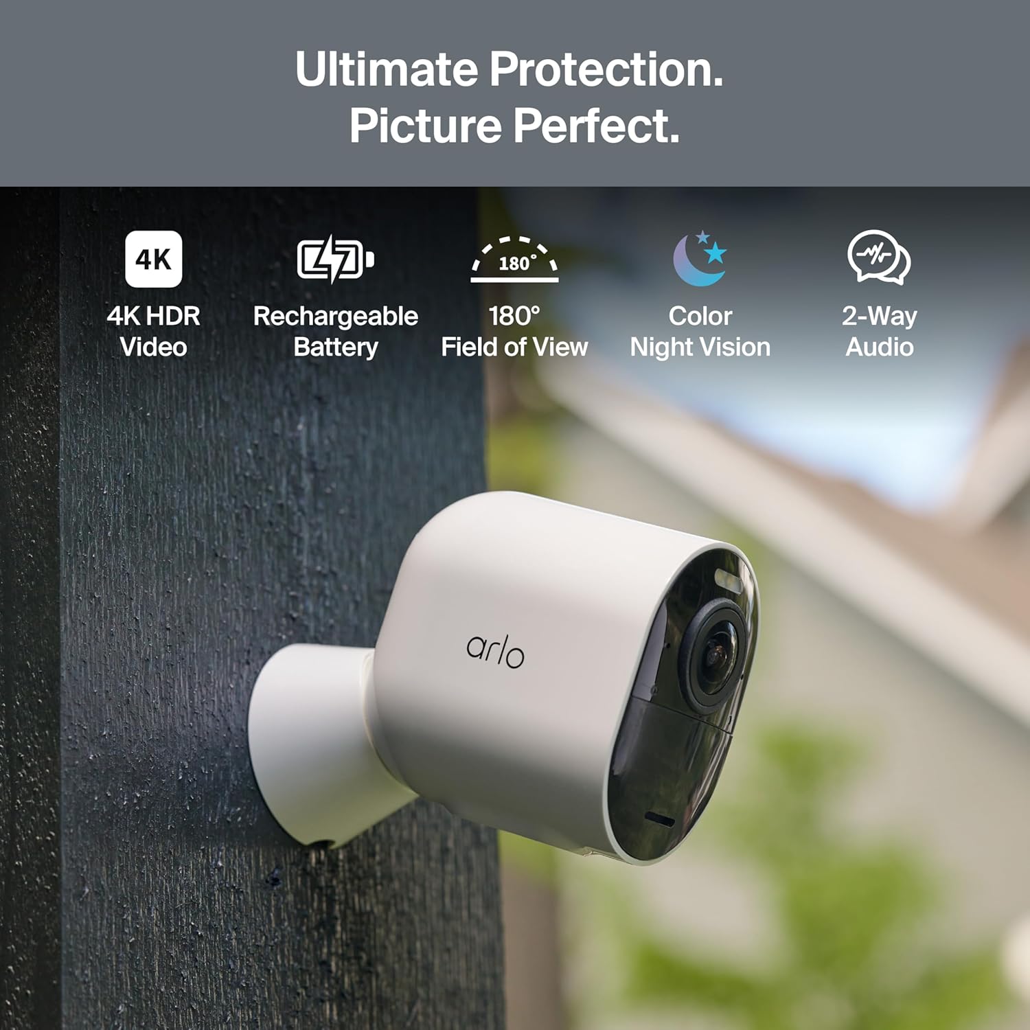 Arlo Ultra (3rd Gen - 2025 Release) 4K Security Camera + SmartHub, Battery Power, Emergency Response, AI Generated Event Summary, 1-Month Trial of Secure Plan, 180° Field of View, 3 Cam, White