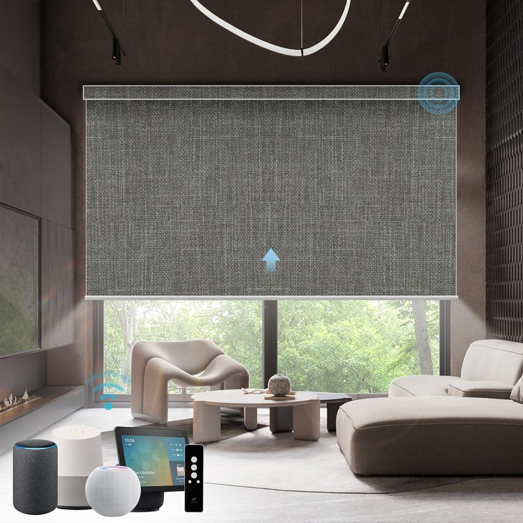 SmartWings Motorized Blinds Shades for Windows Remote Control Smart Blind Shade Work with Apple Homekit Z-Wave Alexa Automatic Roller Shade Blackout Electric Blind Customized 16"-110" W (Vigor Dove)