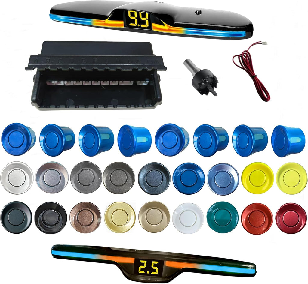 New Features Forward and Reverse Parking sensors, Option to Measure Distance in inches, bidirectional Display Option, and Customizable Digital Direction 18 Color Probes to Choose from(Blue)
