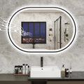 STARLEAD 24"x36" LED-Bathroom-Mirror-with-Lights, Wall-Mounted with Bluetooth, Anti-Fog, 3 Color Temperature Dimmable Brightness, Waterproof, Tempered Glass, Frontlit & Backlit, Black Frameless Oval