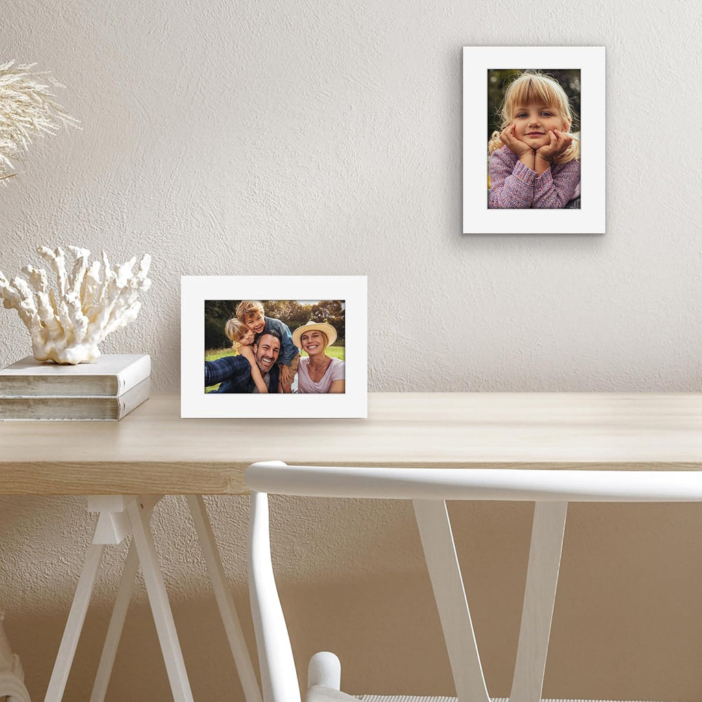 Americanflat 4x6 Picture Frame with Shatter-Resistant Glass - Signature Collection - Gallery-Style Frames Made of Engineered Wood - Photo Frame for Tabletop and Wall Display - White