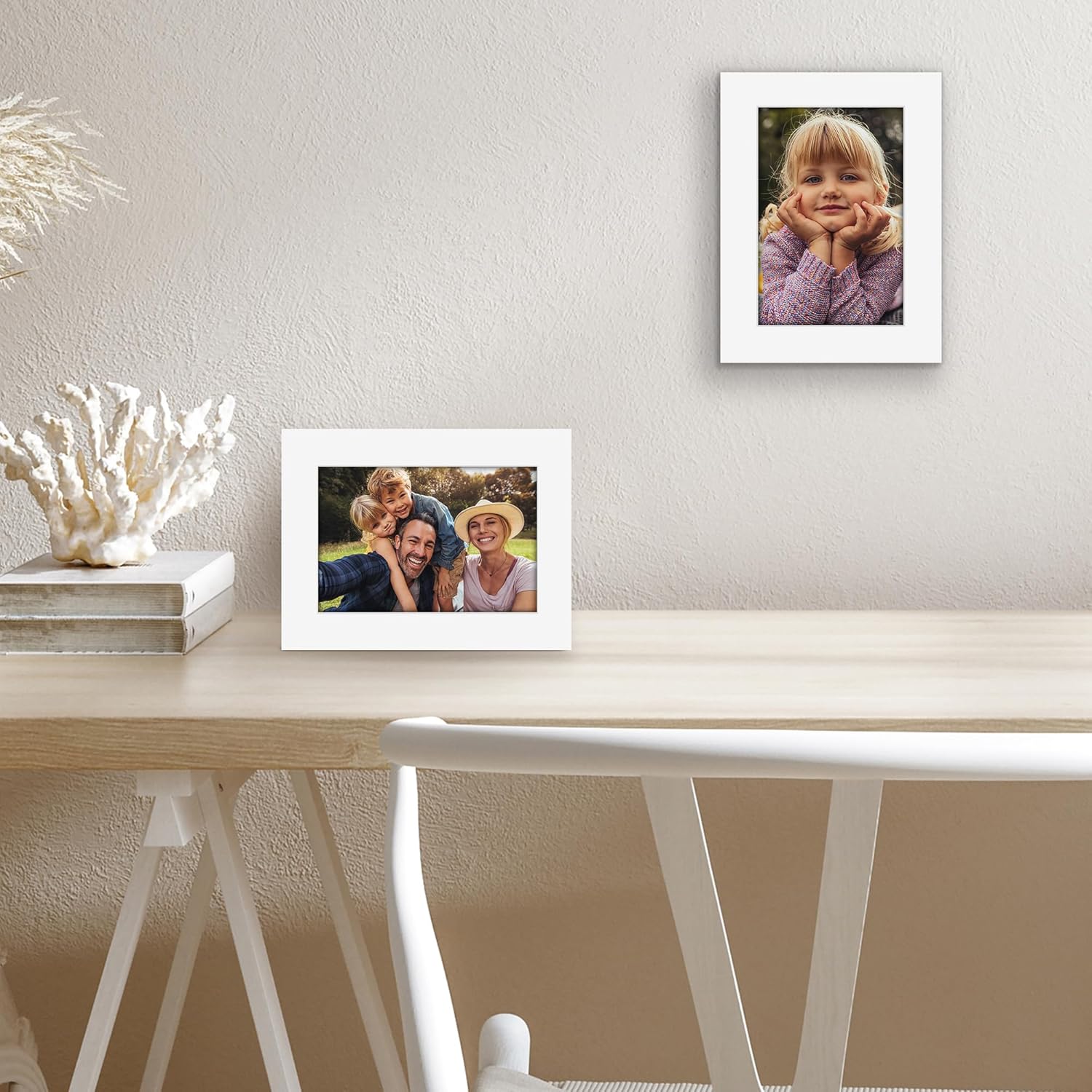 Americanflat 4x6 Picture Frame with Shatter-Resistant Glass - Signature Collection - Gallery-Style Frames Made of Engineered Wood - Photo Frame for Tabletop and Wall Display - White