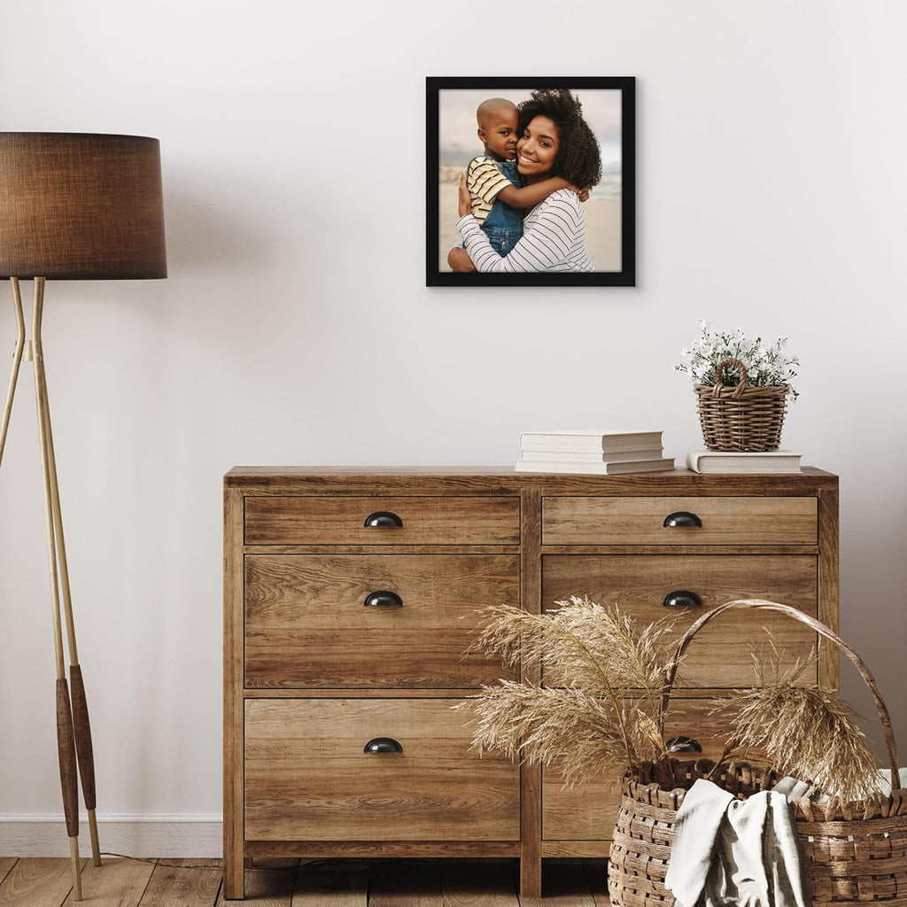 Americanflat 12x12 Picture Frame with Shatter-Resistant Glass - Signature Collection - Gallery Style Frames Made of Engineered Wood - Square Frame for Wall Display - Black