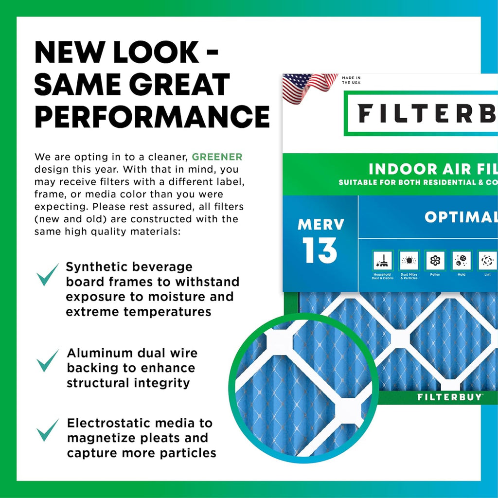 Filterbuy 10x18x4 Air Filter MERV 13 Optimal Smoke & Allergy Defense (12-Pack), Electrostatic Pleated HVAC AC Furnace Filters Replacement, Made in USA (Actual Size: 10.00 x 18.00 x 3.63)
