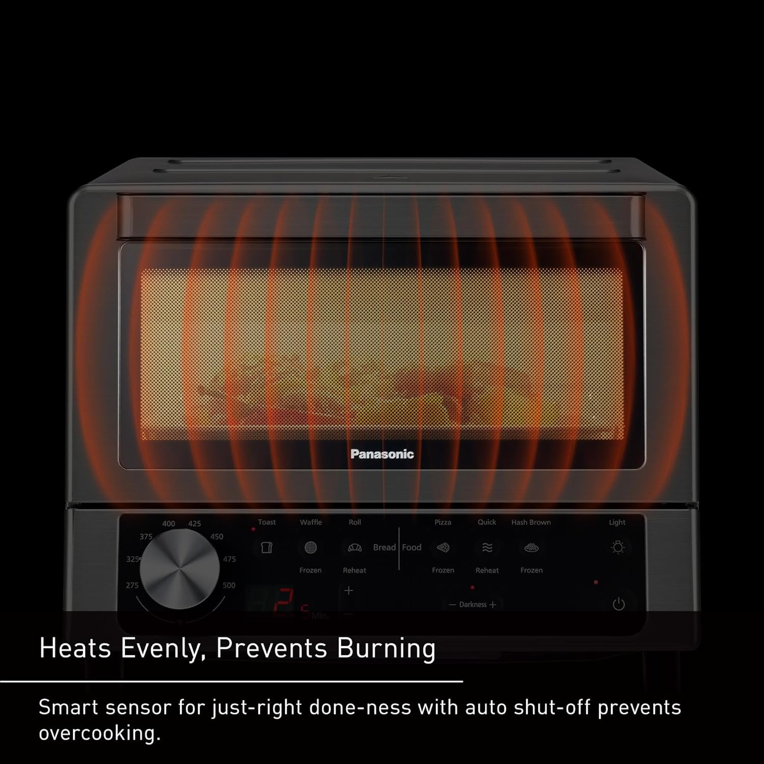 Panasonic FlashXpress Toaster Oven Countertop, Compact 4 Slice Toaster Oven w/Double Infrared Heating, PFAS-free, 6 Auto Cook Options & Precise Temperature Control, 1300W - NB-G200P (Stainless Steel)