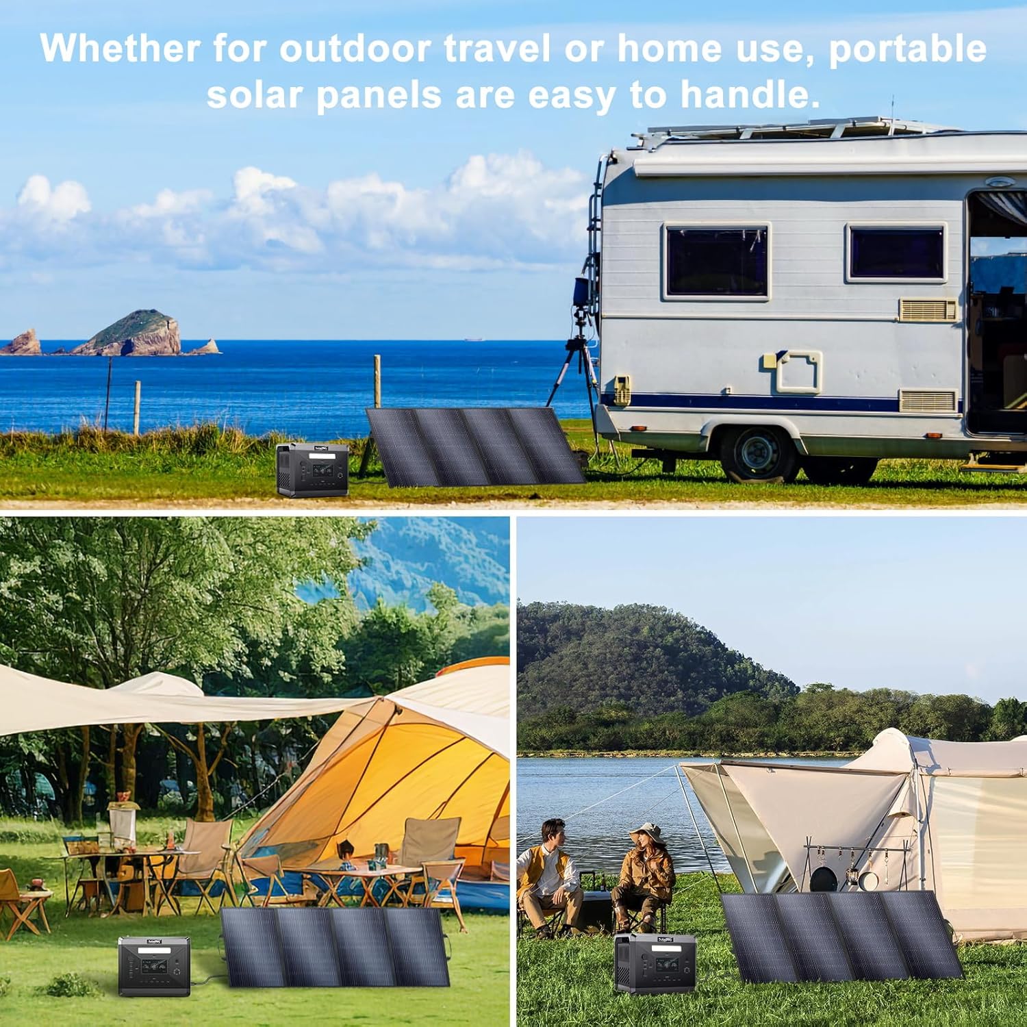 SolarPlay Q2501 Solar Generator with 400W Solar Panel, 2400W/2160Wh Large Capacity Portable Power Station, 4 AC Outlets (4800W Peak), Emergency Power Station for Home, Camping, Outdoor Battery Backup