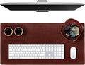 Elizo Leather Desk Mat Desk Pad Blotter Set - Real Full-Grain Leather (32x16) 2-Layer Genuine Desk Cover Protector & Large Mouse Pad | Computer Keyboard Desk Accessories for Office & Home