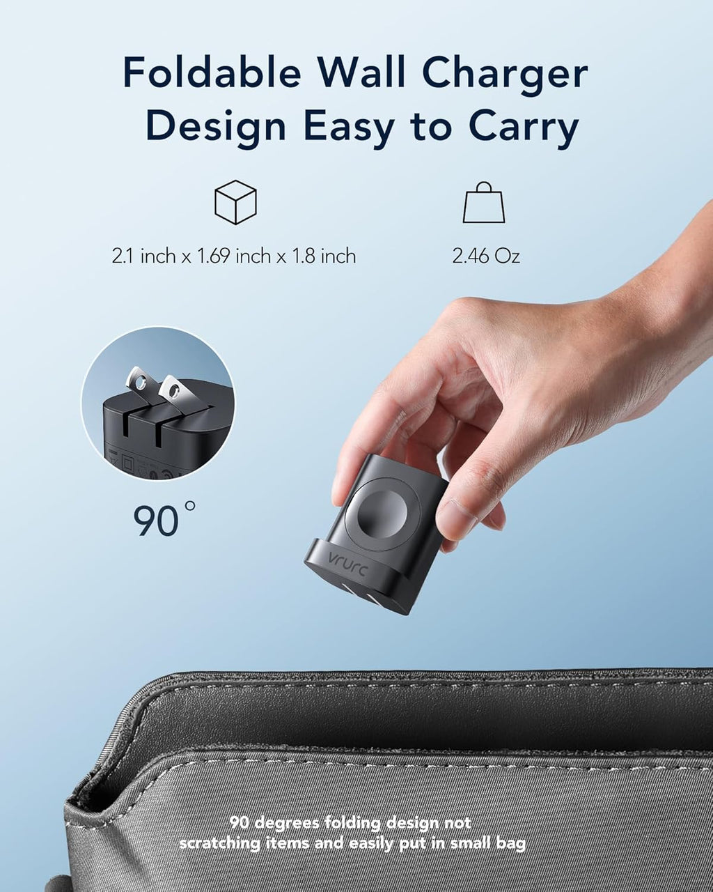 VRURC Charger for iPhone & Apple Watch, 20W USB C Fast Charging Block, 3-in-1 Compact Travel Adapter with 2 Port for iPhone 17/16/15/14/13, Wireless Magnetic for iWatch SE/11/10/9/8/7/6/5/4-Black