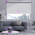 Astomi Motorized Roller Shades for Windows, Blackout Automatic Blinds with Remote, Smart Blinds, Voice Control, Compatible with Alexa, Google, Custom Size (Jacquard PureWhite)