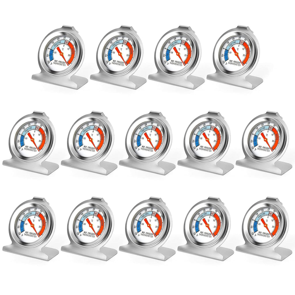 MEANLIN MEASURE 14Pcs Refrigerator Thermometer,2" Large Dial with -20~80°F/-30~30°C Red Indicator Thermometer for Refrigerator and Cooler