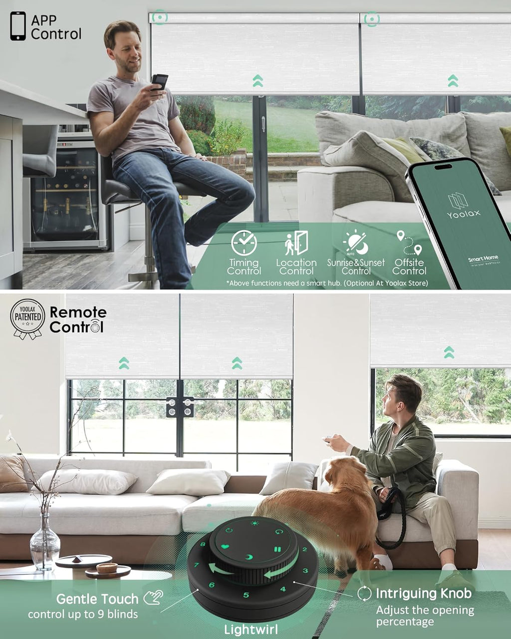 Yoolax Motorized Blinds with Remote, Smart Blinds for Windows Blackout Automatic Shades Work with Alexa Remote Control Roller Window Shades with Valance, Custom Size (Jacquard White)