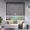 SmartWings Motorized Light Filtering Shades, Work with Matter Thread Homekit Z-Wave Alexa Google, 70% Blackout Shades Translucent, Cordless Blinds with Remote Control Rechargeable, Safari Midnight