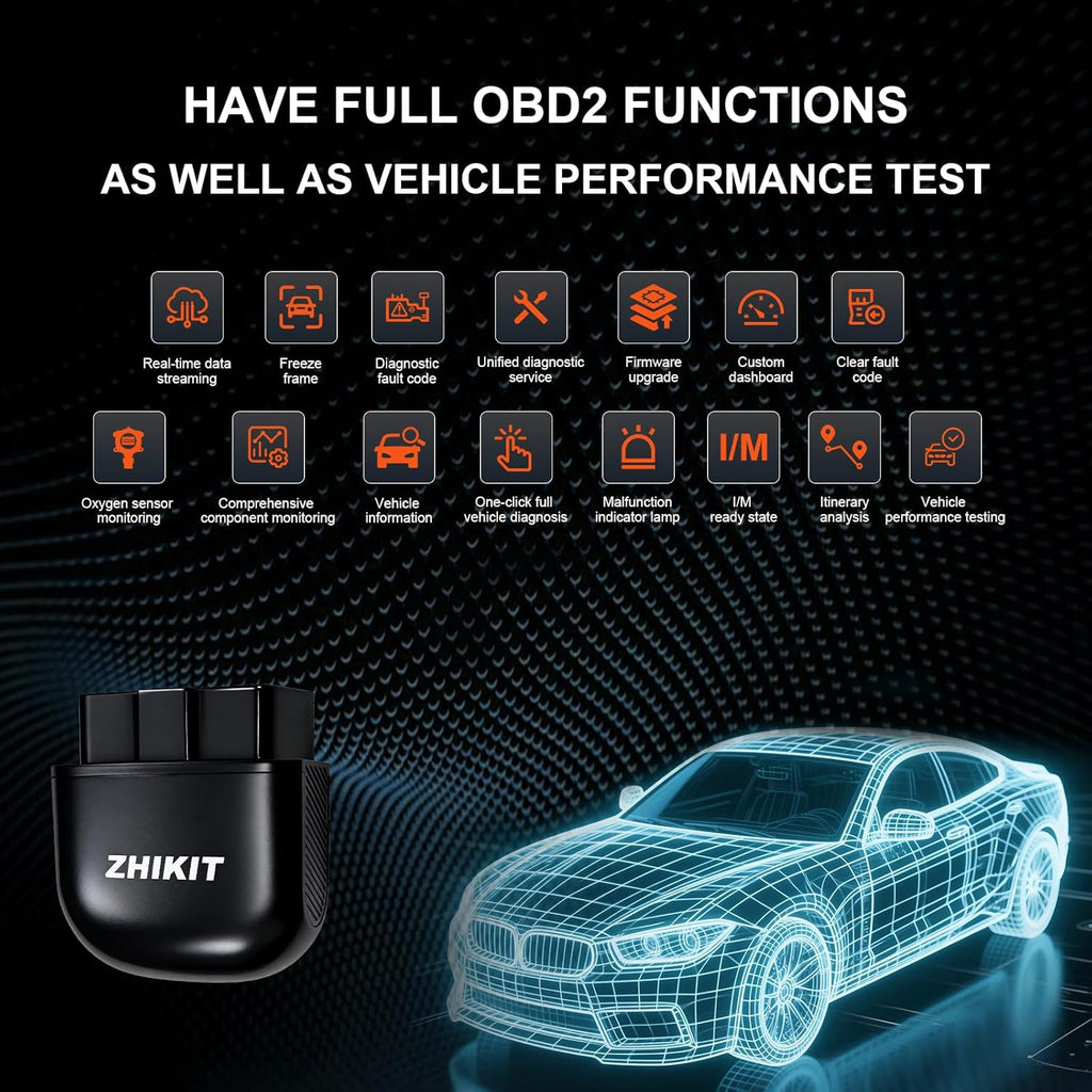 OBD2 Scanner Bluetooth for iPhone/Android -Wireless OBDⅡ Atuo Diagnostic Tool-Supports OBD2 Compliant Vehicles 1996 and Newer