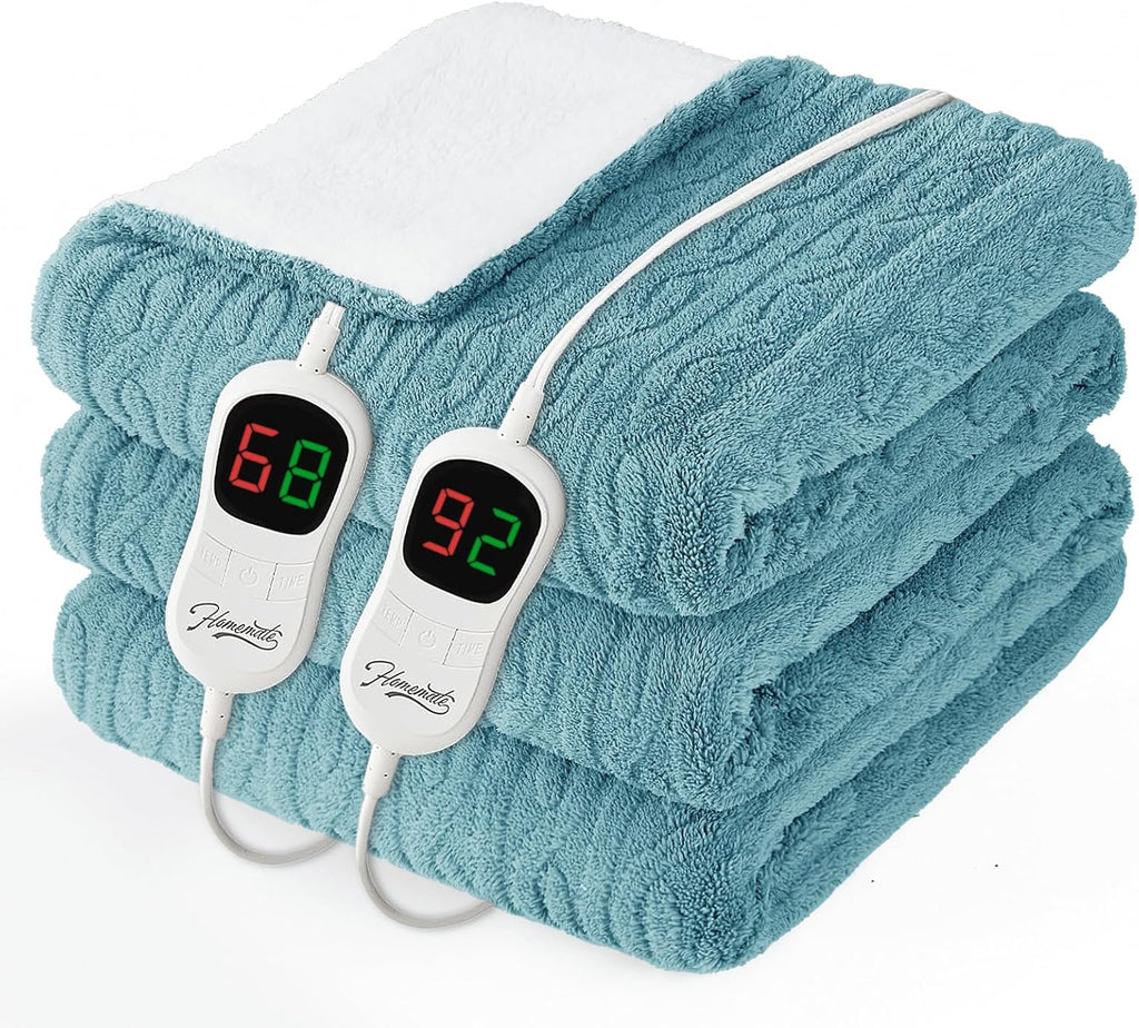 Homemate Electric Heated Blanket King - 100"x90" Heating Bed Blankets Throw with 10 Heating Levels 8 Hours Auto Off Fast Heating Over-Heated Protection Ultra Soft Warm Flannel ETL Certified