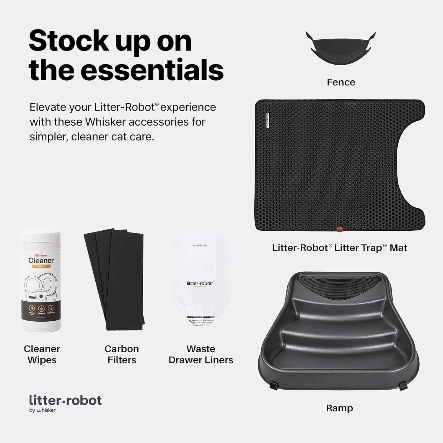 Litter-Robot 3 Connect by Whisker, Grey - Automatic, Self-Cleaning Cat Litter Box, Helps Reduce Litter Box Odors, Works with Almost Any Clumping Litter, WhiskerCare 1-Year Warranty